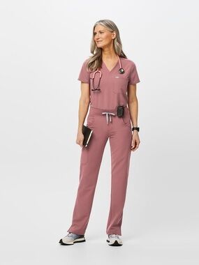SET: Figs Women's Mauve Kade Cargo Pant (M) & Catarina Top (S)